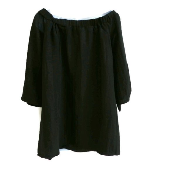 Ellison Blouse Off Shoulder Three Quarter Sleeves Lined Black Cotton M - Picture 4 of 8
